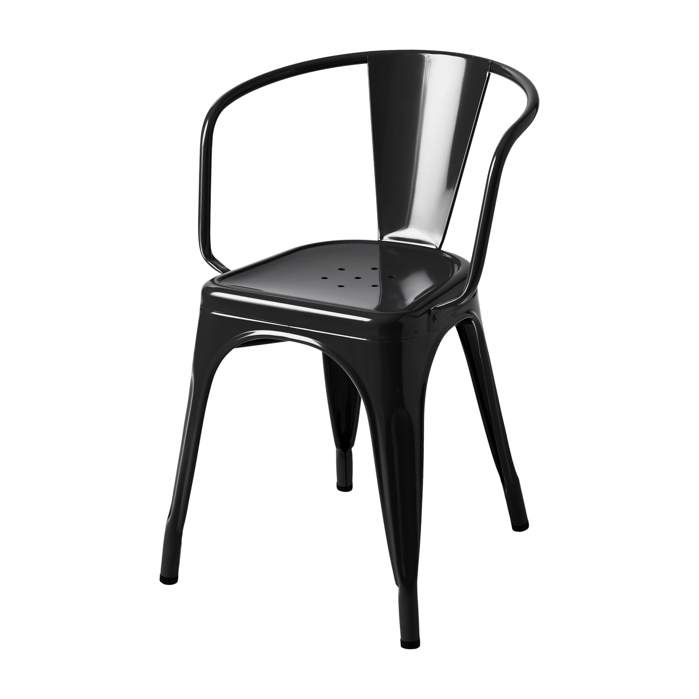 Sedia A56 con braccioli in acciaio nero scuro - Tolix