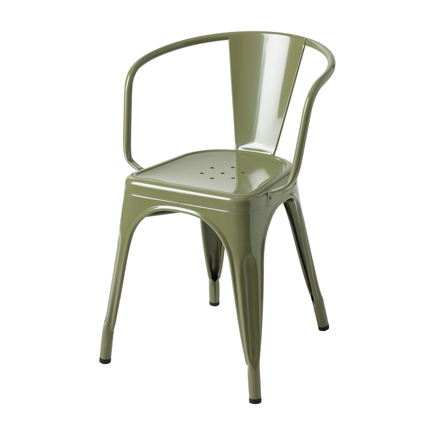 Sedia con braccioli A56 in acciaio verde rush - Tolix