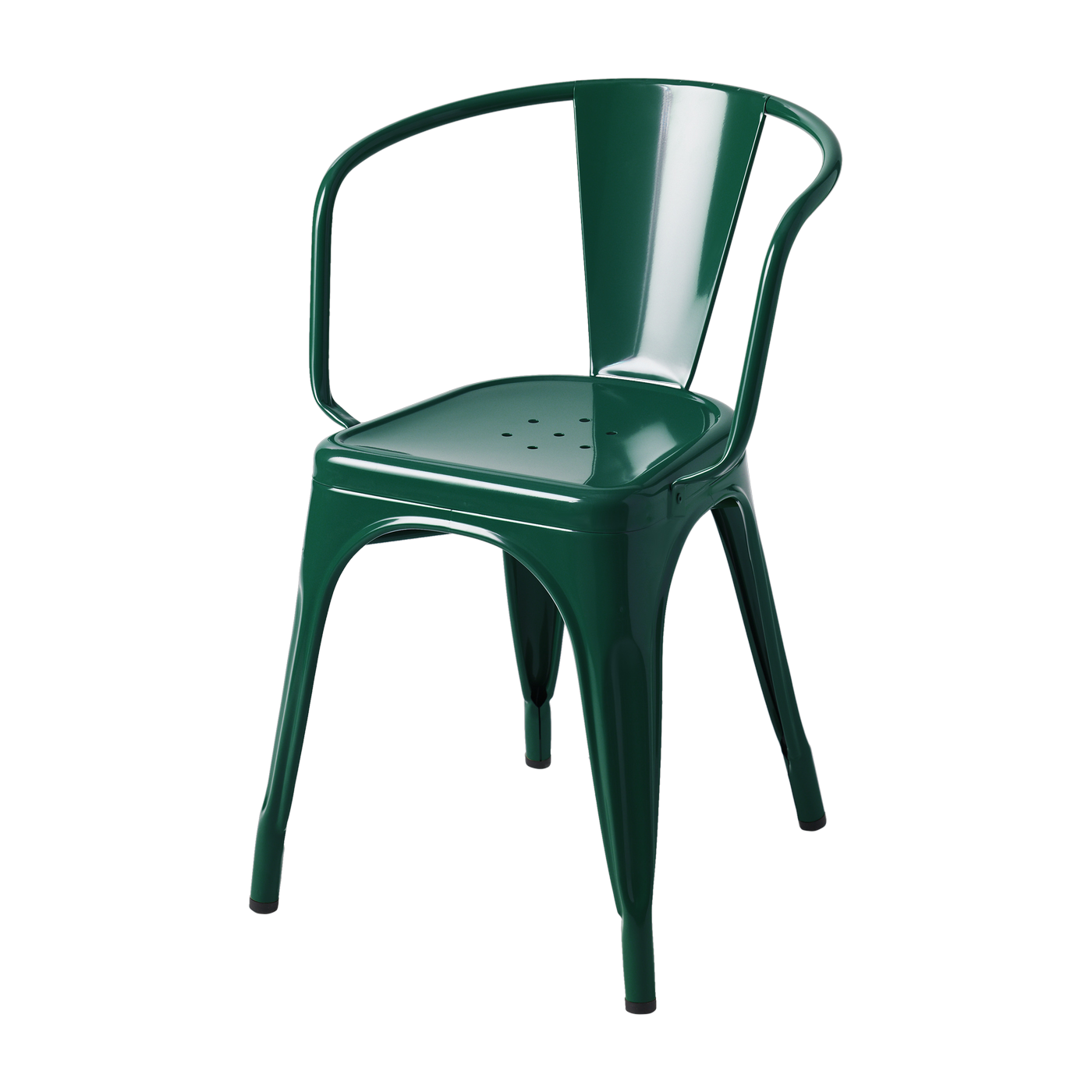Sedia con braccioli in acciaio verde mousse A56 - Tolix