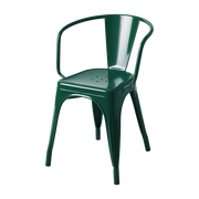 Chaise avec accoudoirs en acier vert mousse A56 - Tolix