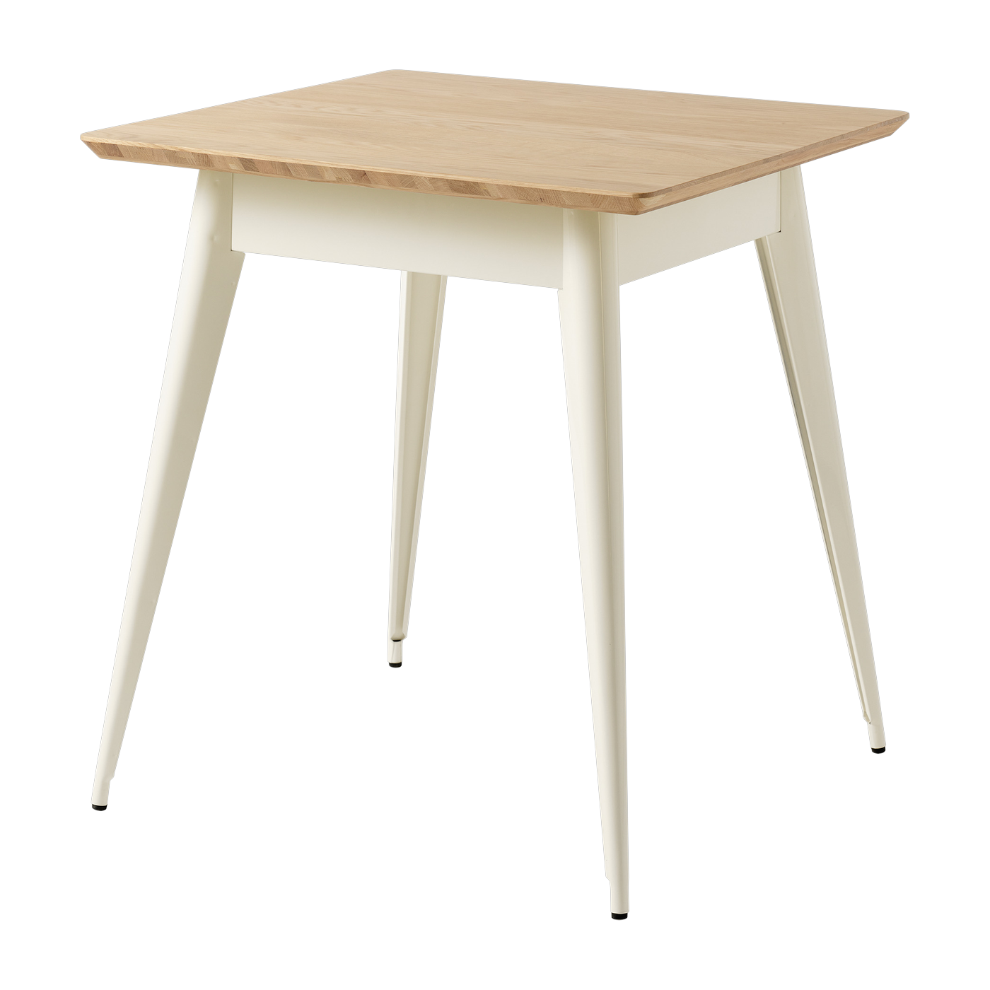 Tavolo da pranzo quadrato in rovere e acciaio perlato bianco 70x70cm 55 - - L'arte di cenare Tolix