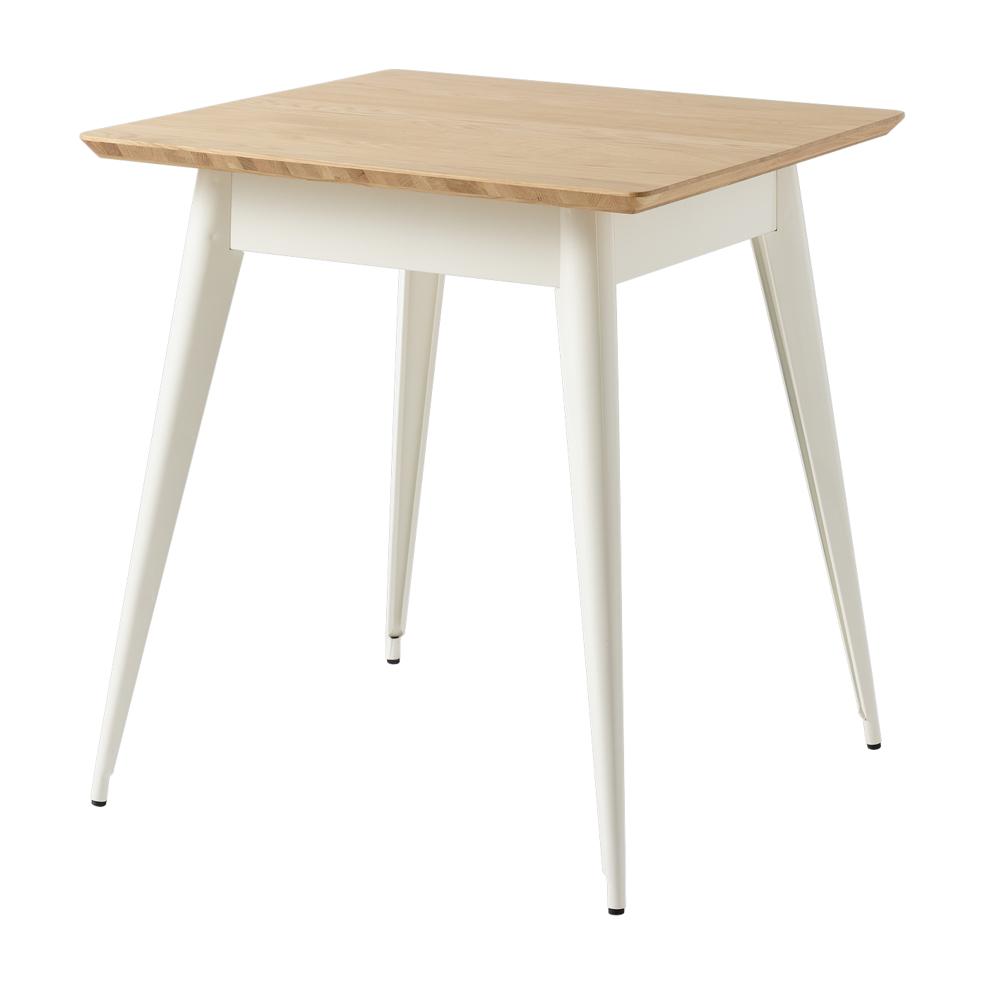 Tavolo da pranzo quadrato in rovere e acciaio bianco puro 70x70cm 55 - - Jean Pauchard Tolix