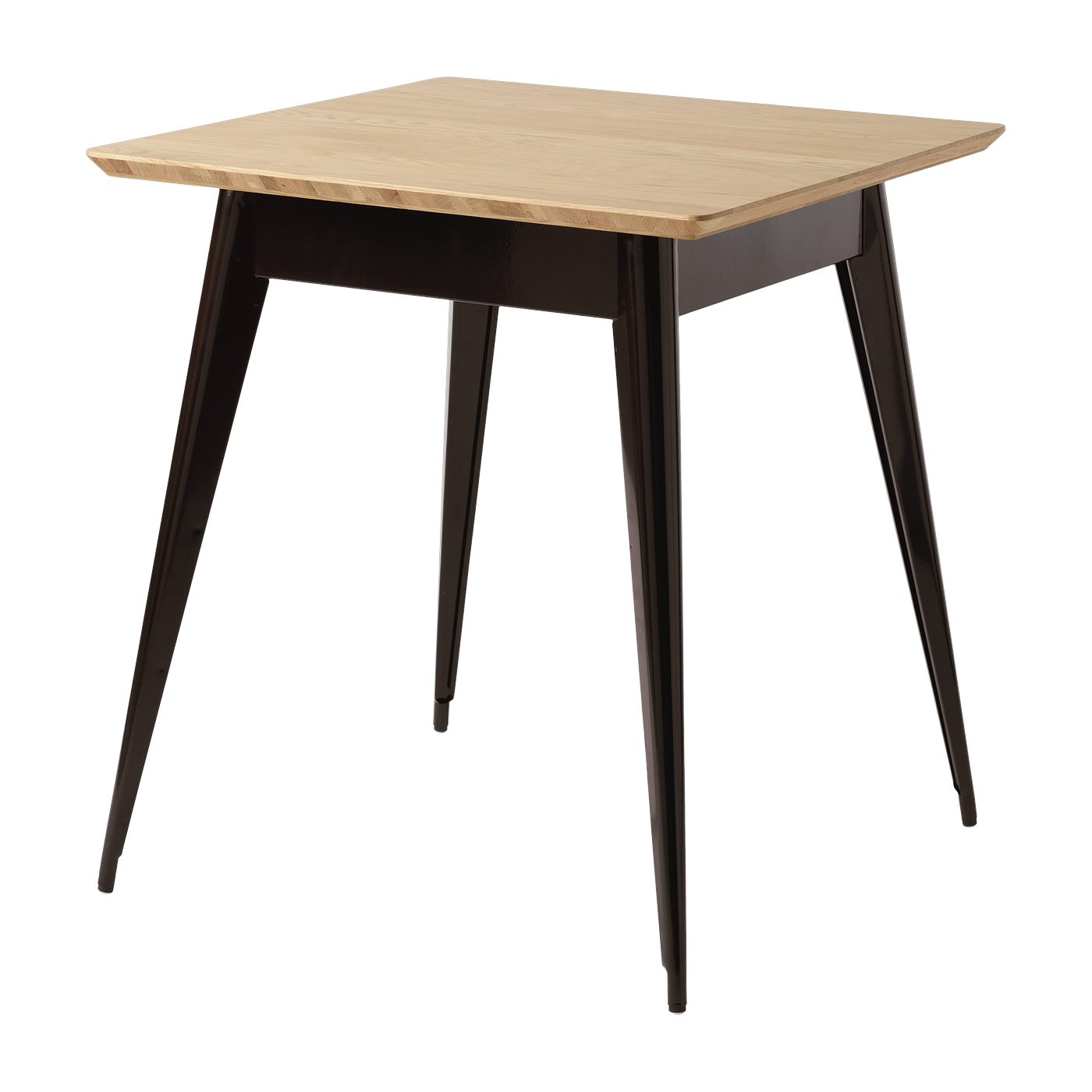 Tavolo da pranzo quadrato in rovere e acciaio nero-marrone 70x70cm 55 - - Jean Pauchard Tolix