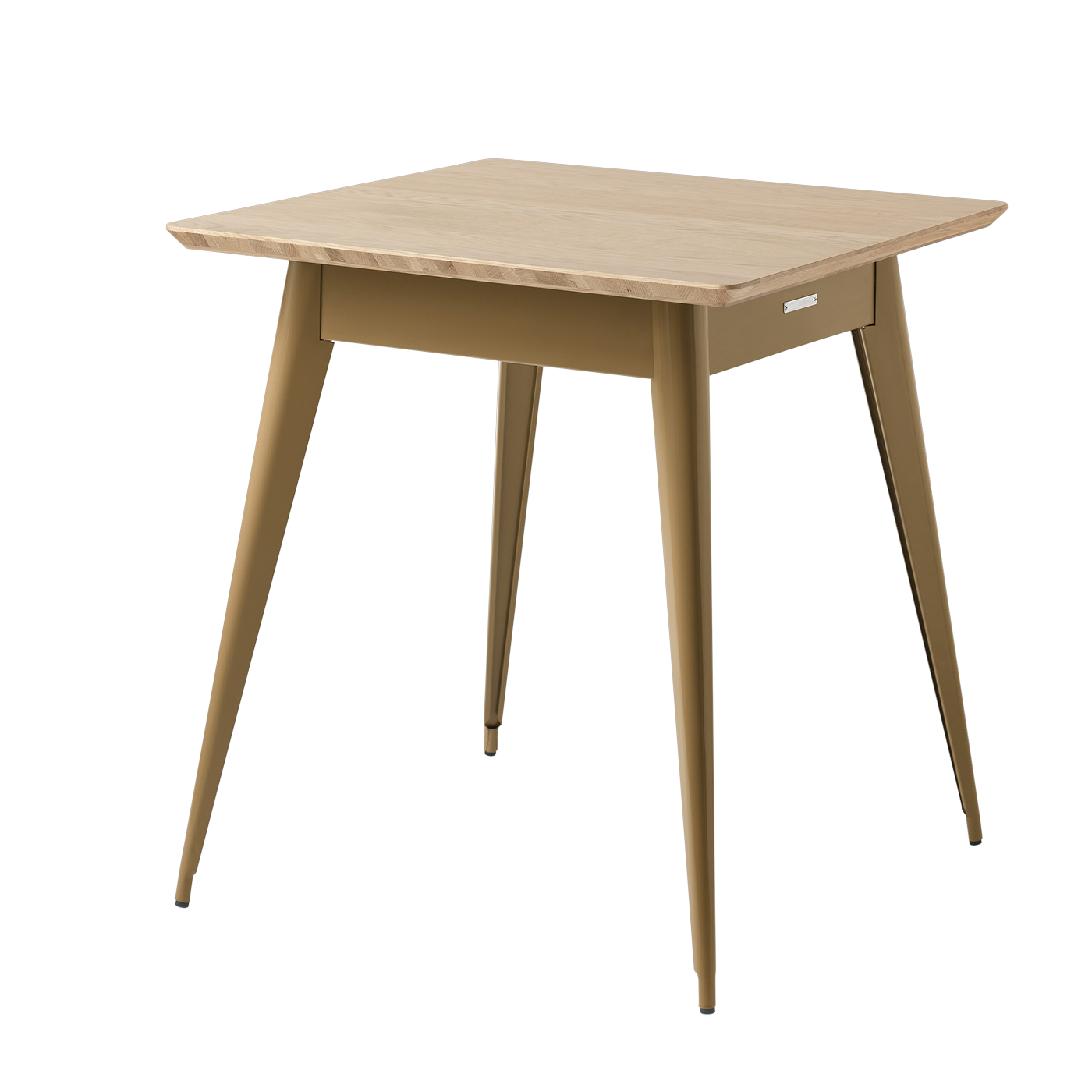 Square dining table in oak and green-brown steel 70x70cm 55 - Tolix