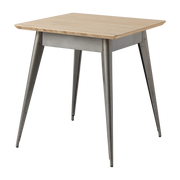Mesa de comedor cuadrada de roble y acero barnizado bruto 70x70cm 55 - - Precio Tolix