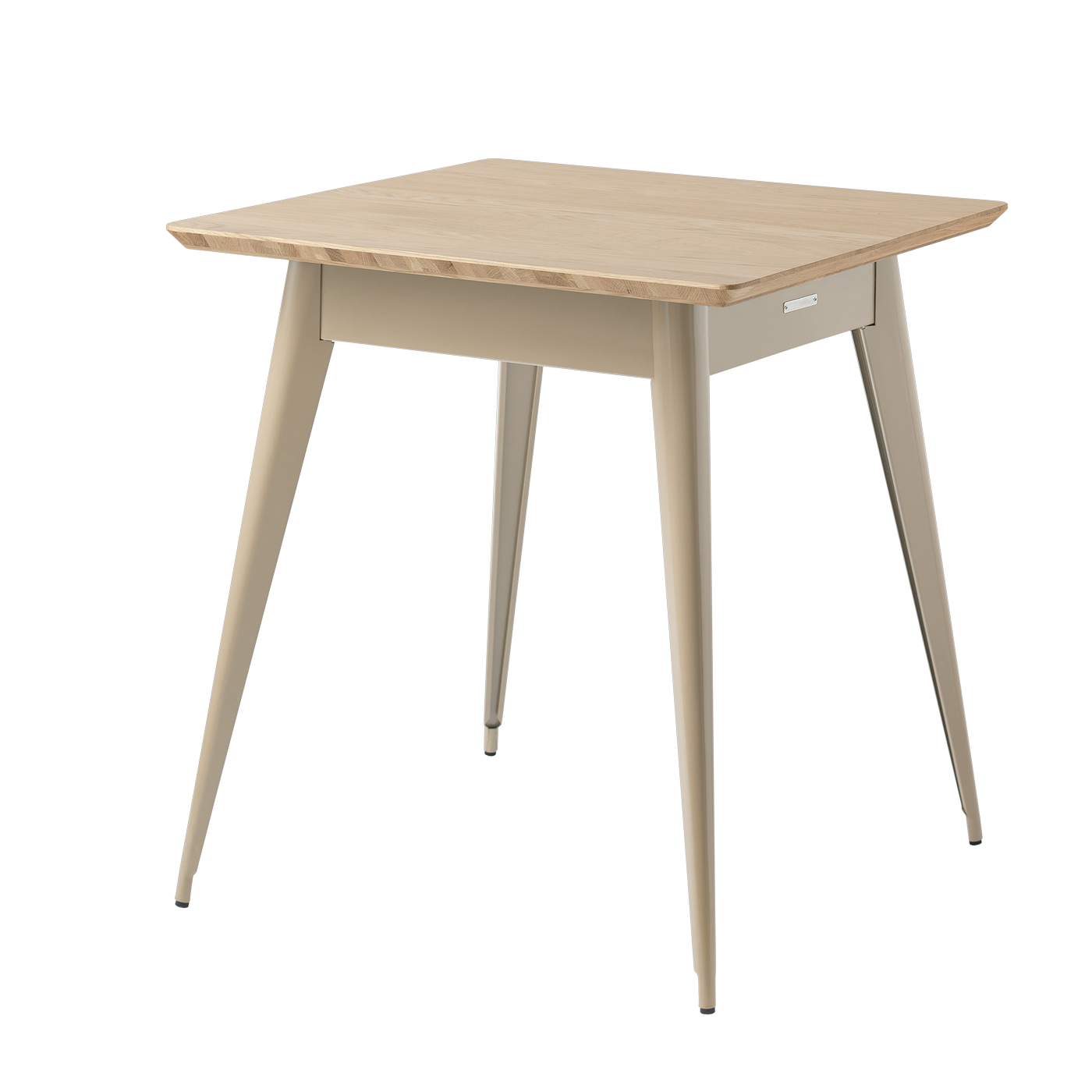 Square oak and steel dining table, beige-grey 70x70cm 55 - Tolix