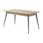 Mesa rectangular de roble barnizado y acero bruto 140x80cm 55 - - en francés Tolix