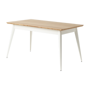 Mesa rectangular de roble y acero blanco puro 140x80cm 55 - - Diseño de Jean Pauchard Tolix