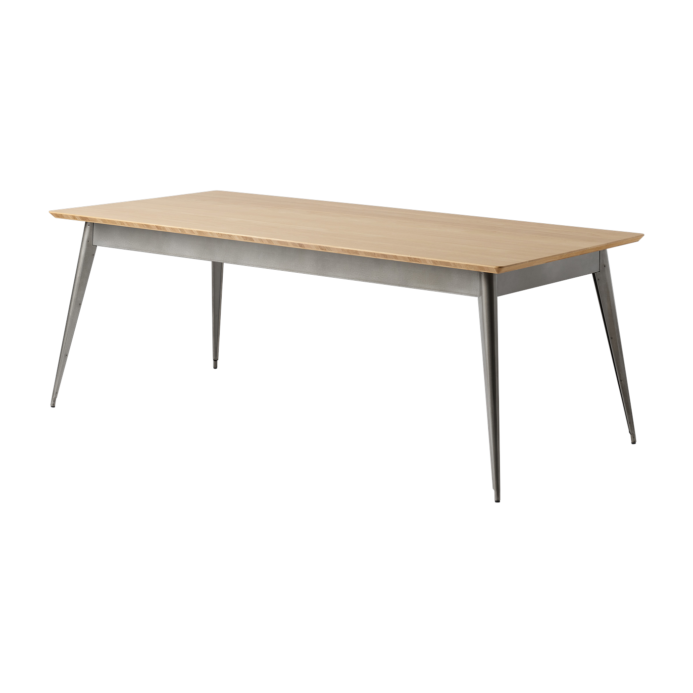 Rectangular table in varnished oak and raw steel 200x95cm 55 - - in France Tolix