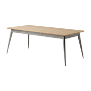 Mesa rectangular de roble y acero barnizado bruto 200x95cm 55 - - en francés Tolix