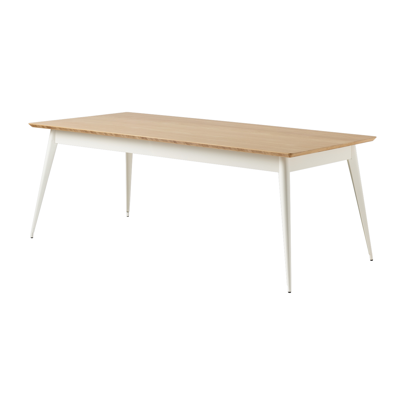 Rectangular table in oak and pure-white steel 200x95cm 55 - - France Tolix