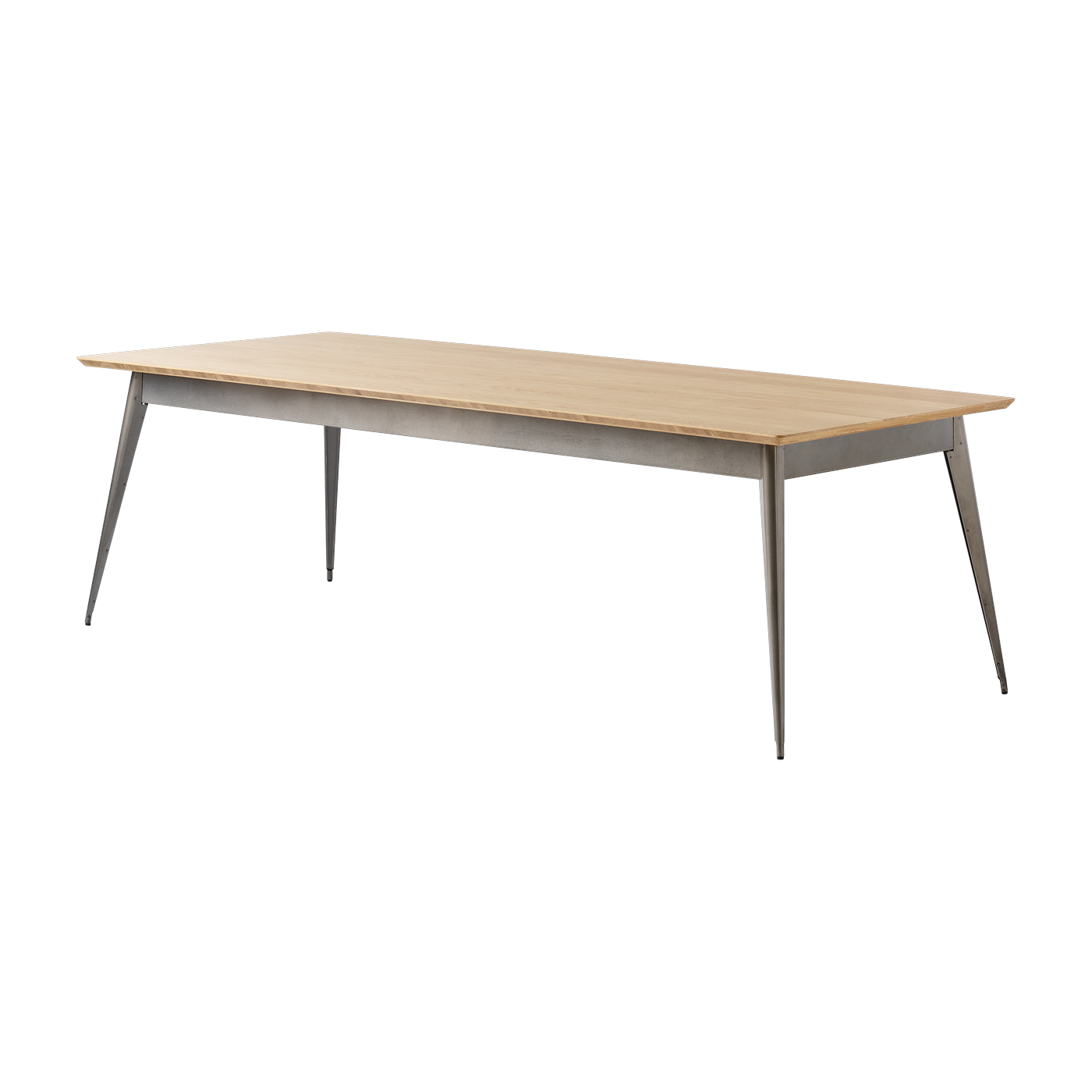 Rectangular table in oak and raw varnished steel 240x100cm 55 -. Tolix