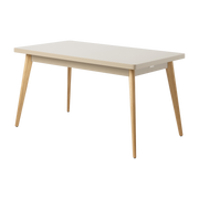 Rechteckiger Tisch aus grau-beigem Stahl mit Holzbeinen 140x80cm 55 - Tolix