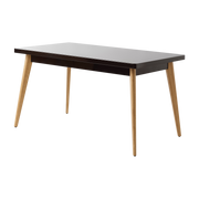Mesa rectangular de acero marrón negro con patas de madera 140x80cm 55 - - Jean Pauchard Tolix
