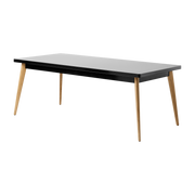 Mesa rectangular de acero negro oscuro y patas de madera 200x95cm 55 - - Jean Pauchard Tolix