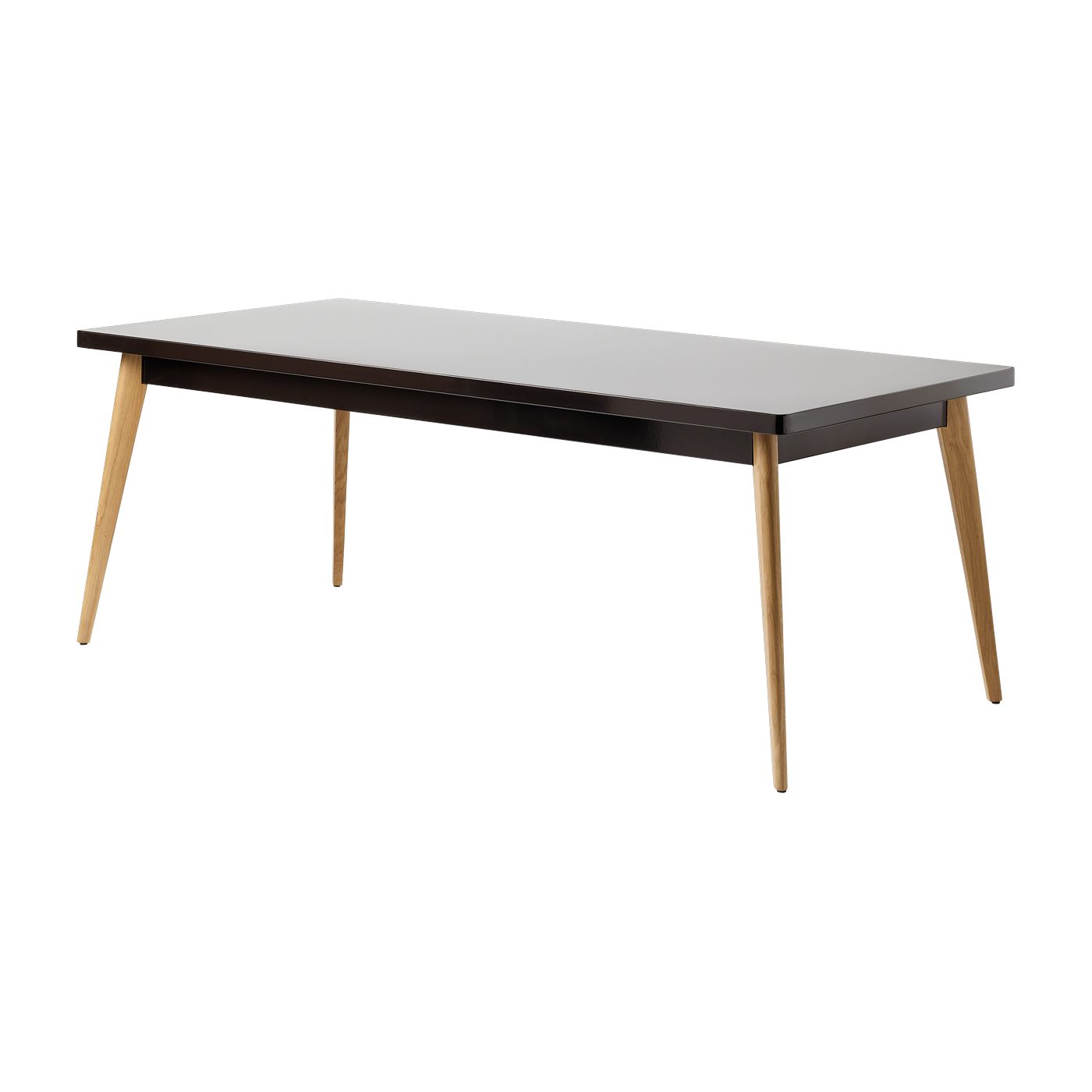 Tavolo rettangolare in acciaio nero-marrone con gambe in legno 200x95cm 55 - - in francese Tolix
