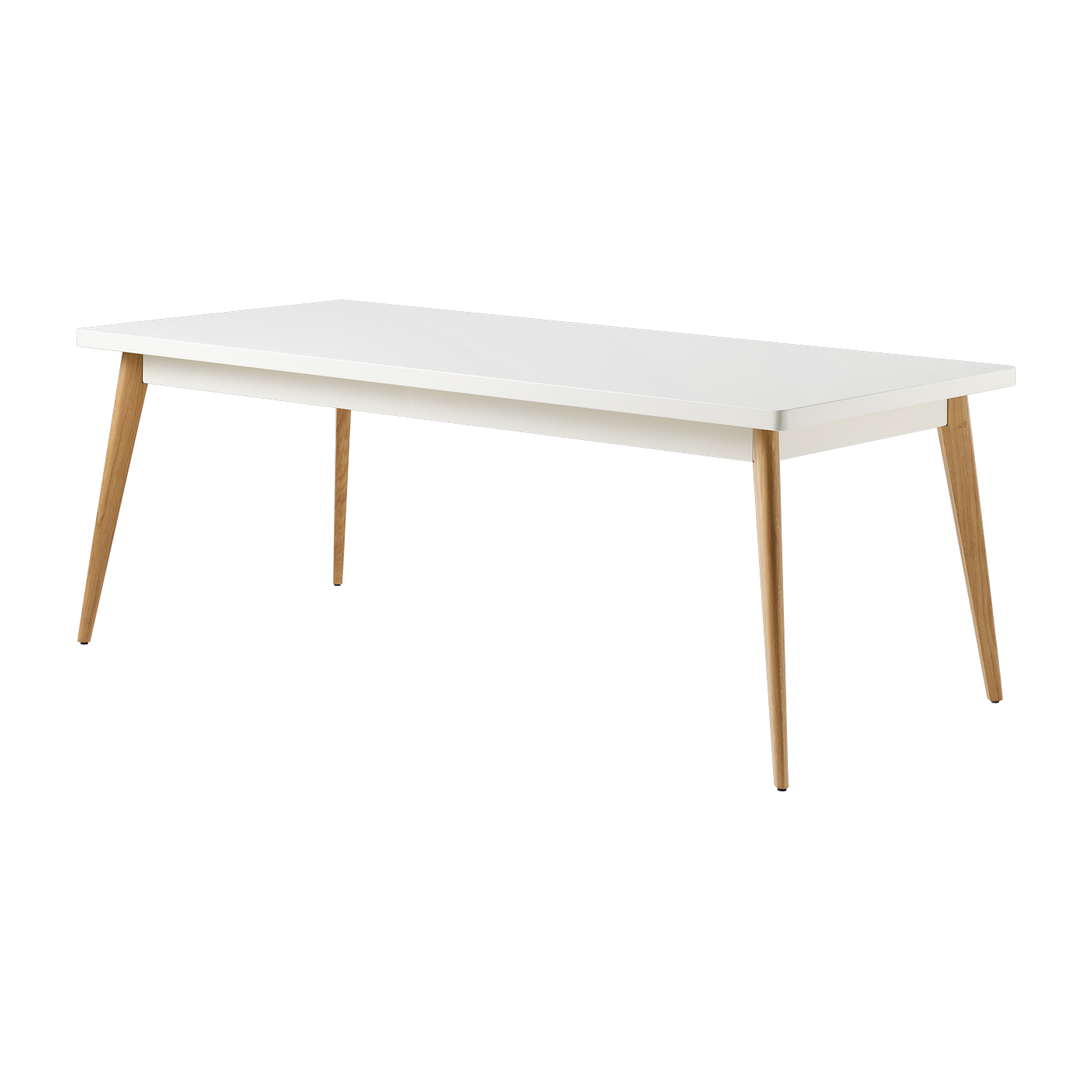 Tavolo rettangolare in acciaio bianco puro e gambe in legno 200x95cm 55 - - Design by Jean Pauchard Tolix