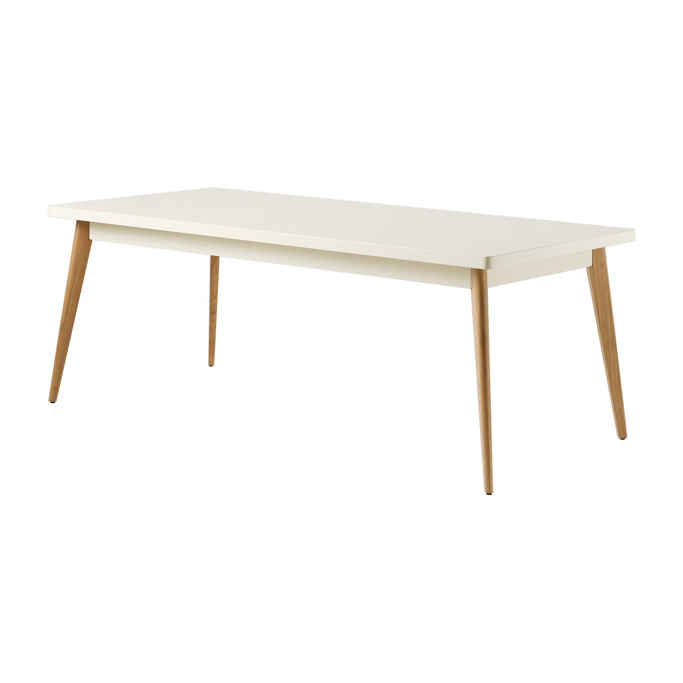 Tavolo rettangolare in acciaio bianco perlato e gambe in legno 200x95cm 55 - - in francese Tolix