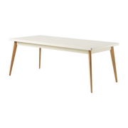 Table rectangulaire en acier blanc perlé et pieds bois 200x95cm 55 - Tolix