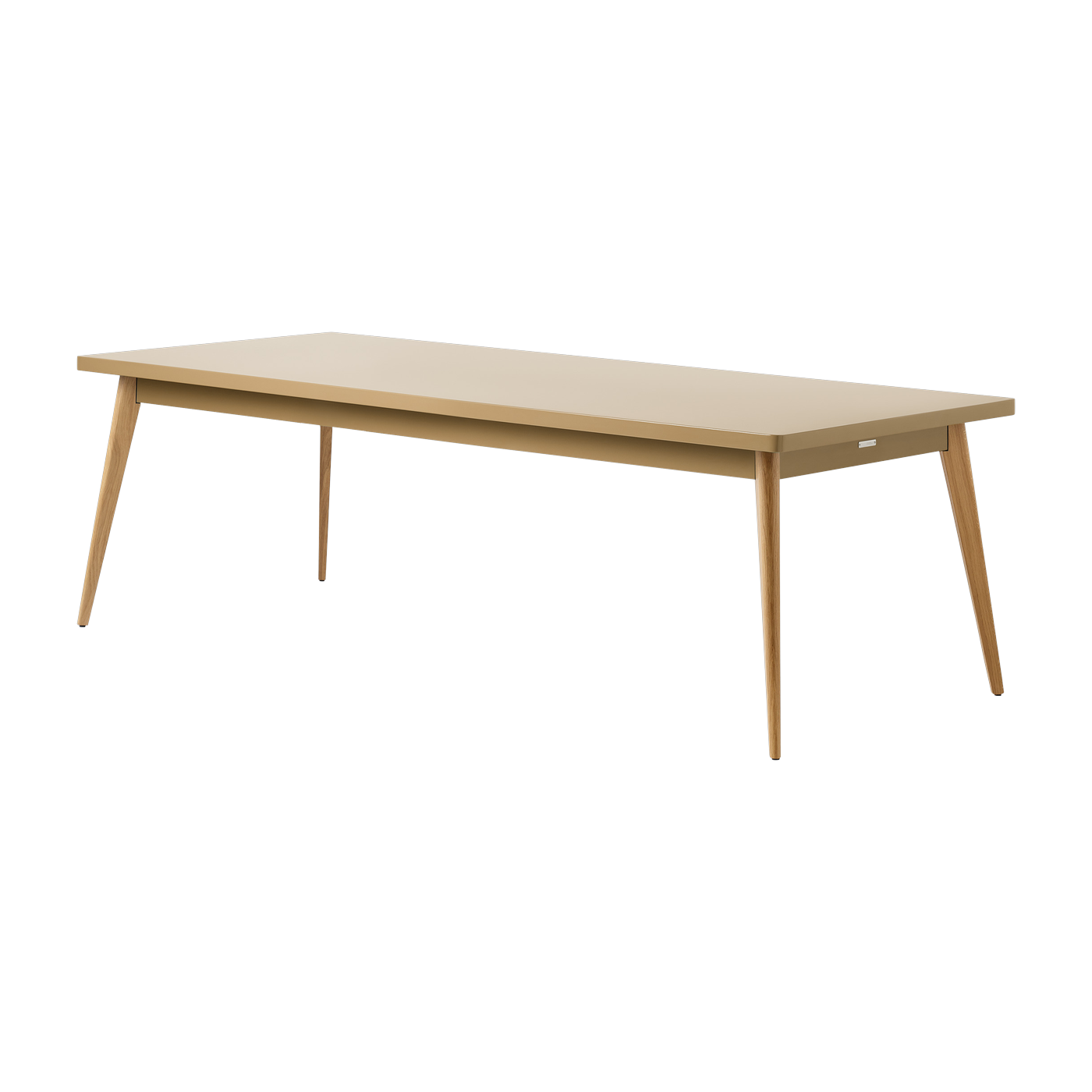 Rectangular table in greenish-brown steel with wooden legs 240x100cm 55 - - in France Tolix