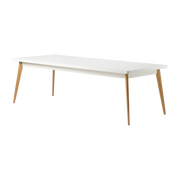 Mesa rectangular de acero blanco puro con patas de madera 240x100cm 55 - - en francés Tolix