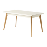 Table rectangulaire en acier blanc perlé et pieds bois 140x80cm 55 - Tolix