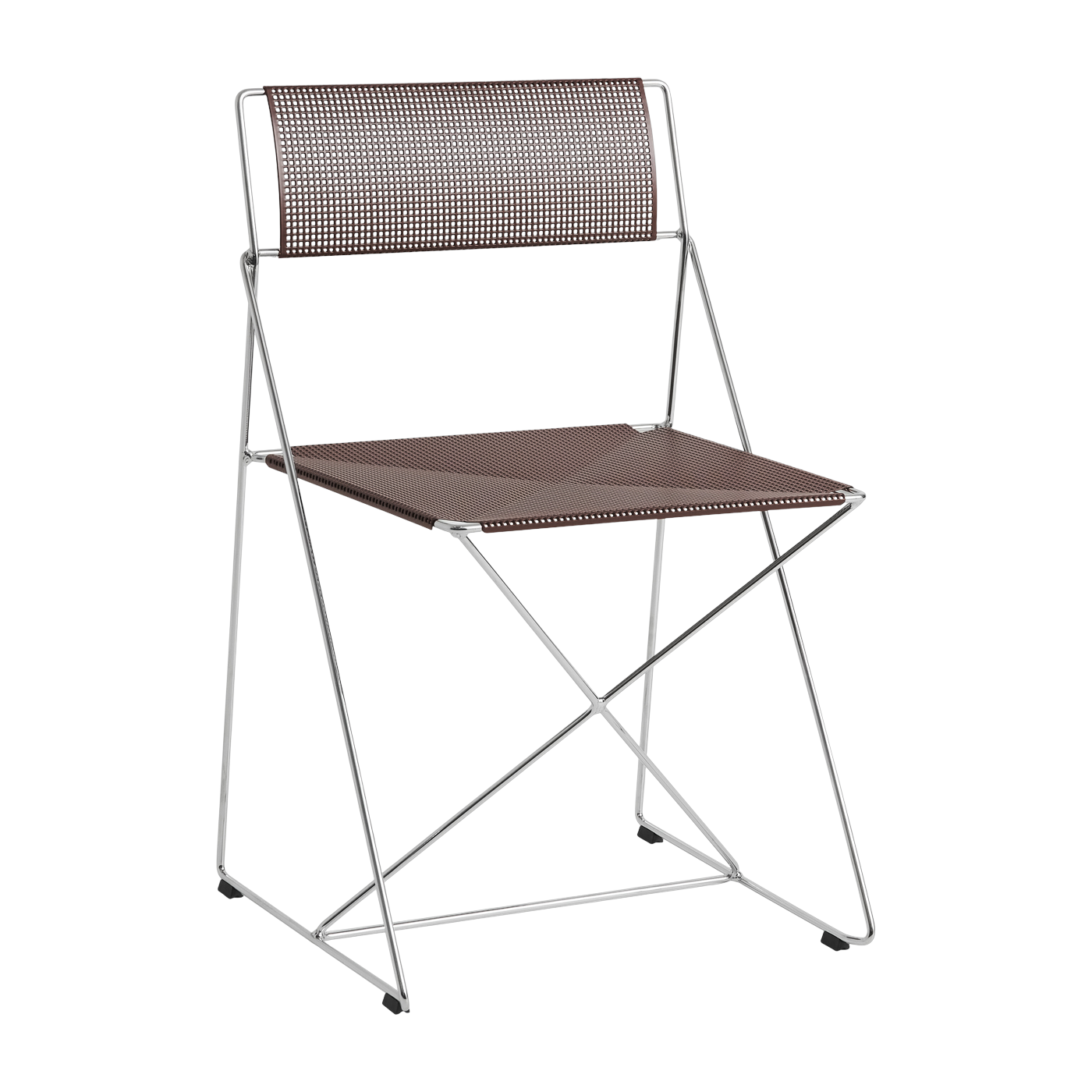 Silla de acero cromado con revestimiento de polvo rojo burdeos 50x45x77cm X- line - Hay