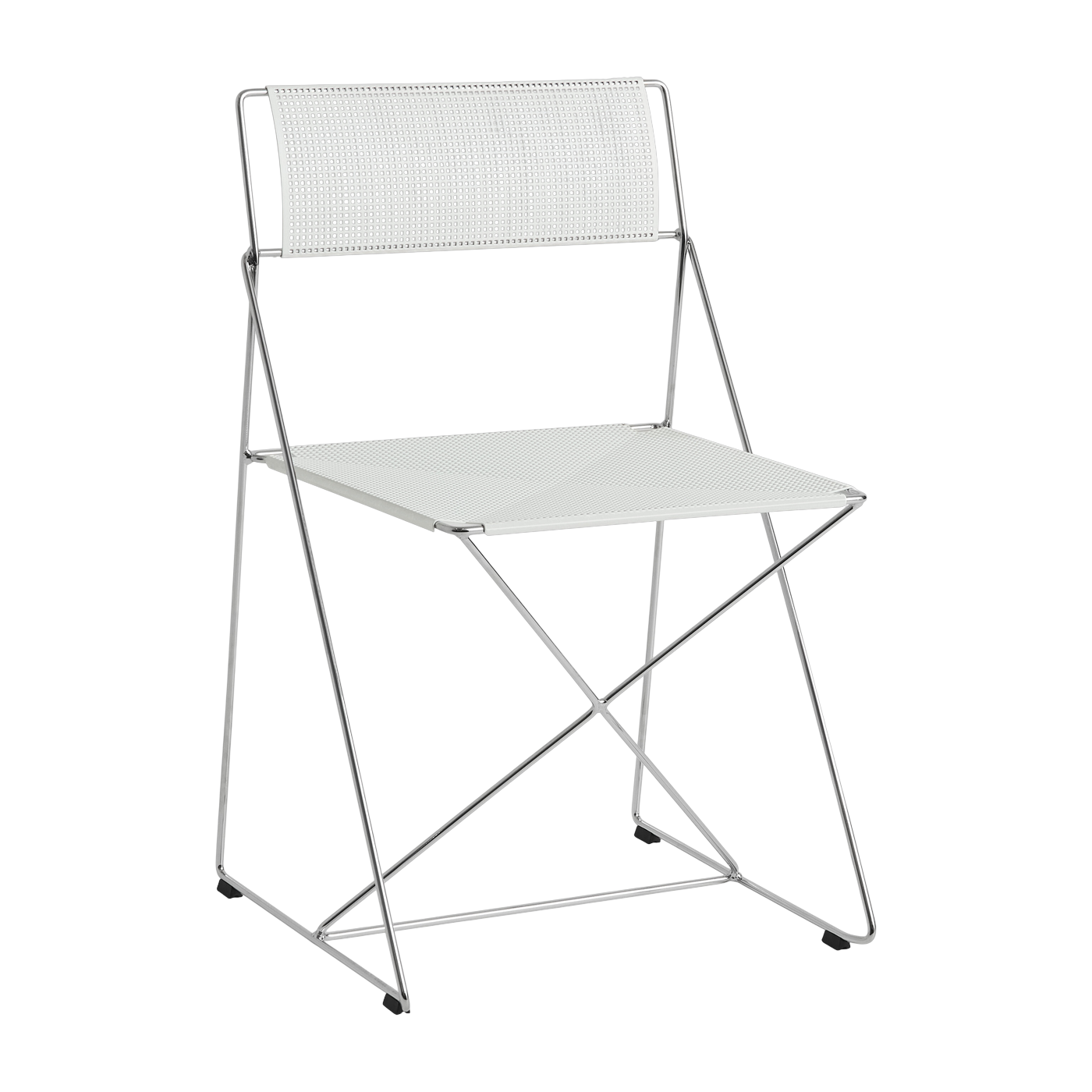 Chaise en acier chromé avec revêtement en poudre blanche 50x45x77cm X-line - Hay
