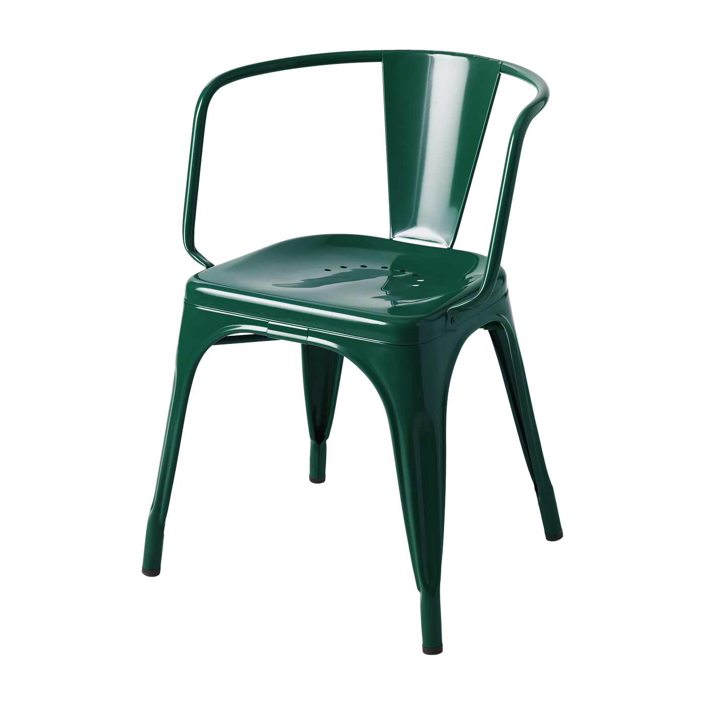 Poltrona con braccioli in acciaio verde mousse AC16 - Tolix