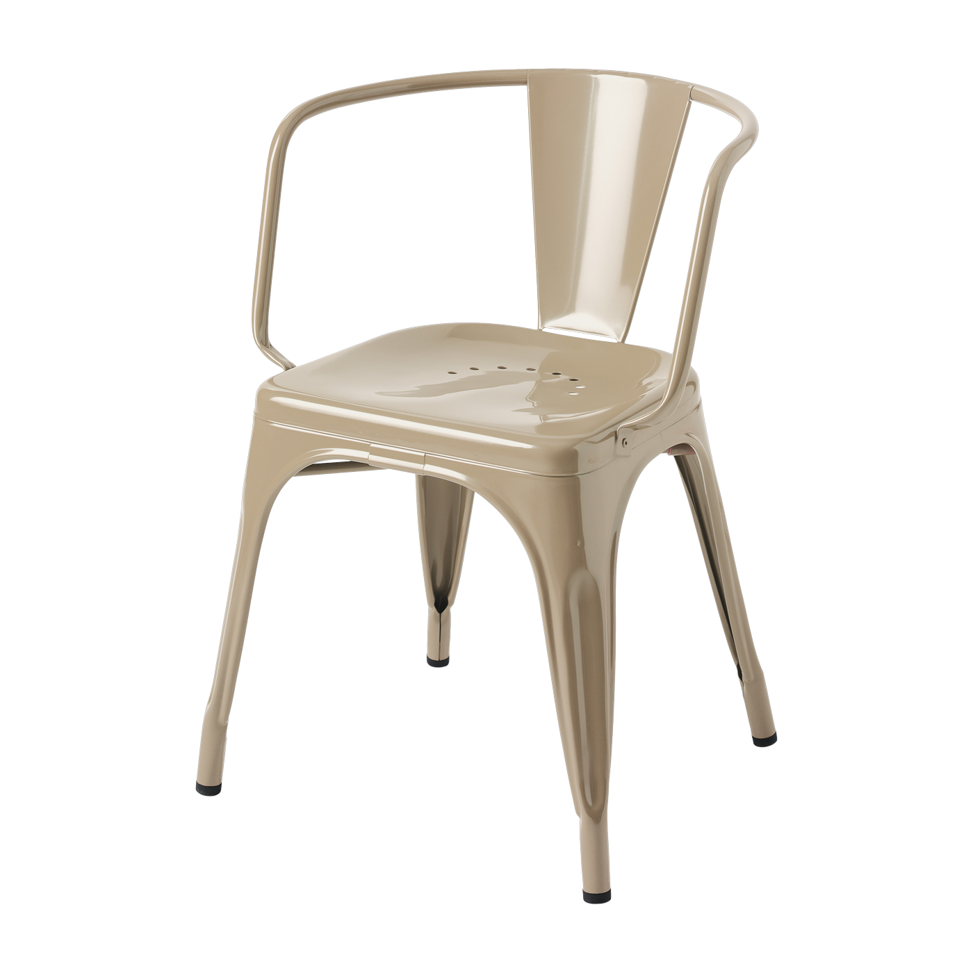 Poltrona AC16 con braccioli in acciaio grigio-beige - Tolix