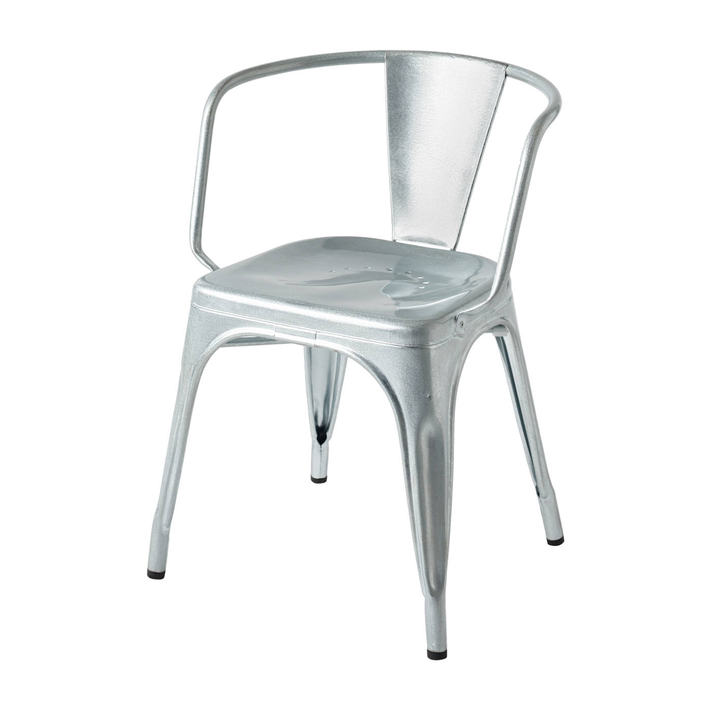 Chair with armrests in galvanized steel AC16 - Tolix