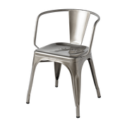 Chaise avec accoudoirs en acier brut vernis AC16 - Tolix