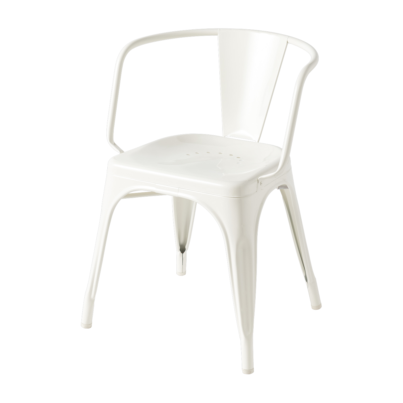 Poltrona con braccioli in acciaio bianco puro AC16 - Tolix