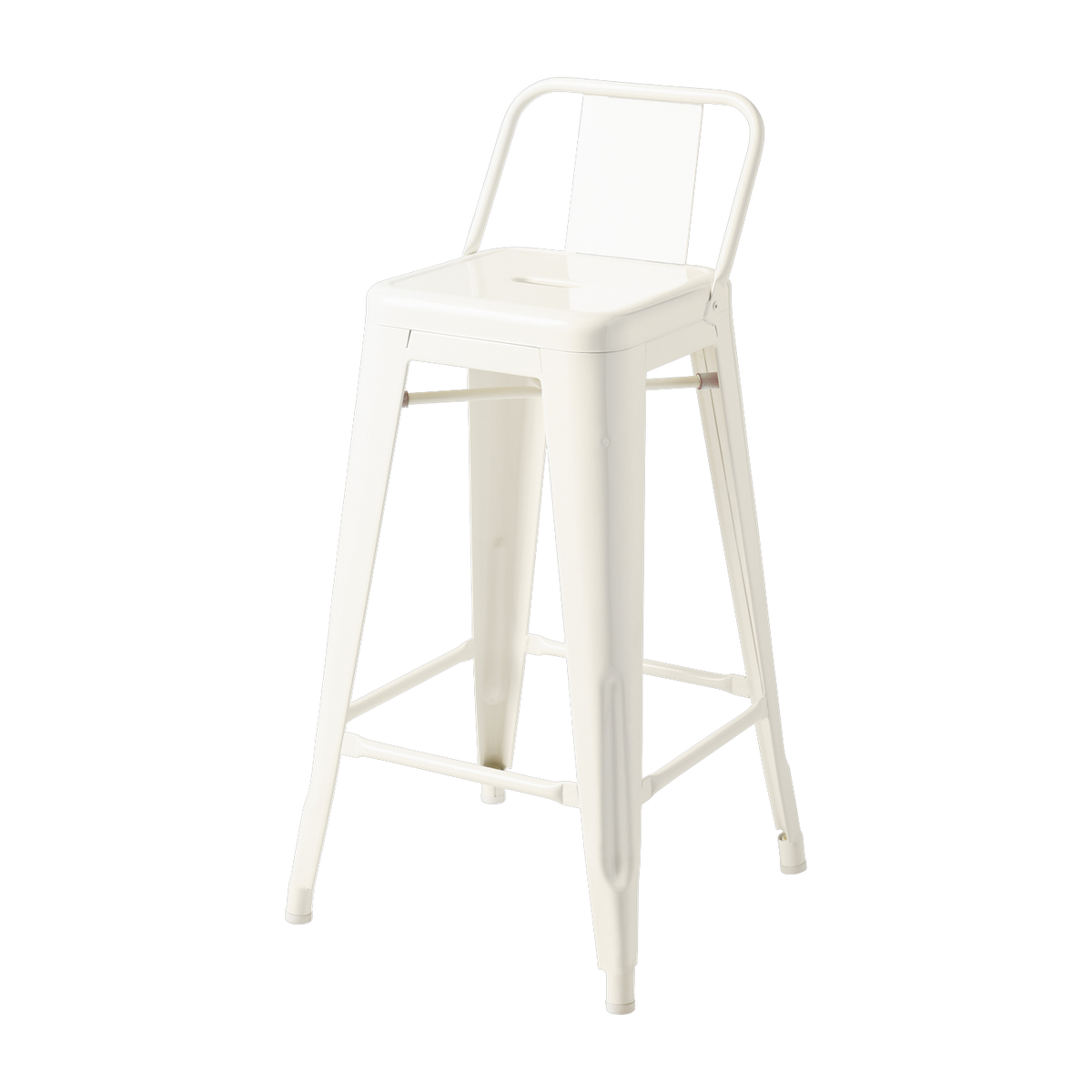 Chaise de bar en acier blanc perlé 65cm HPD65 - Tolix