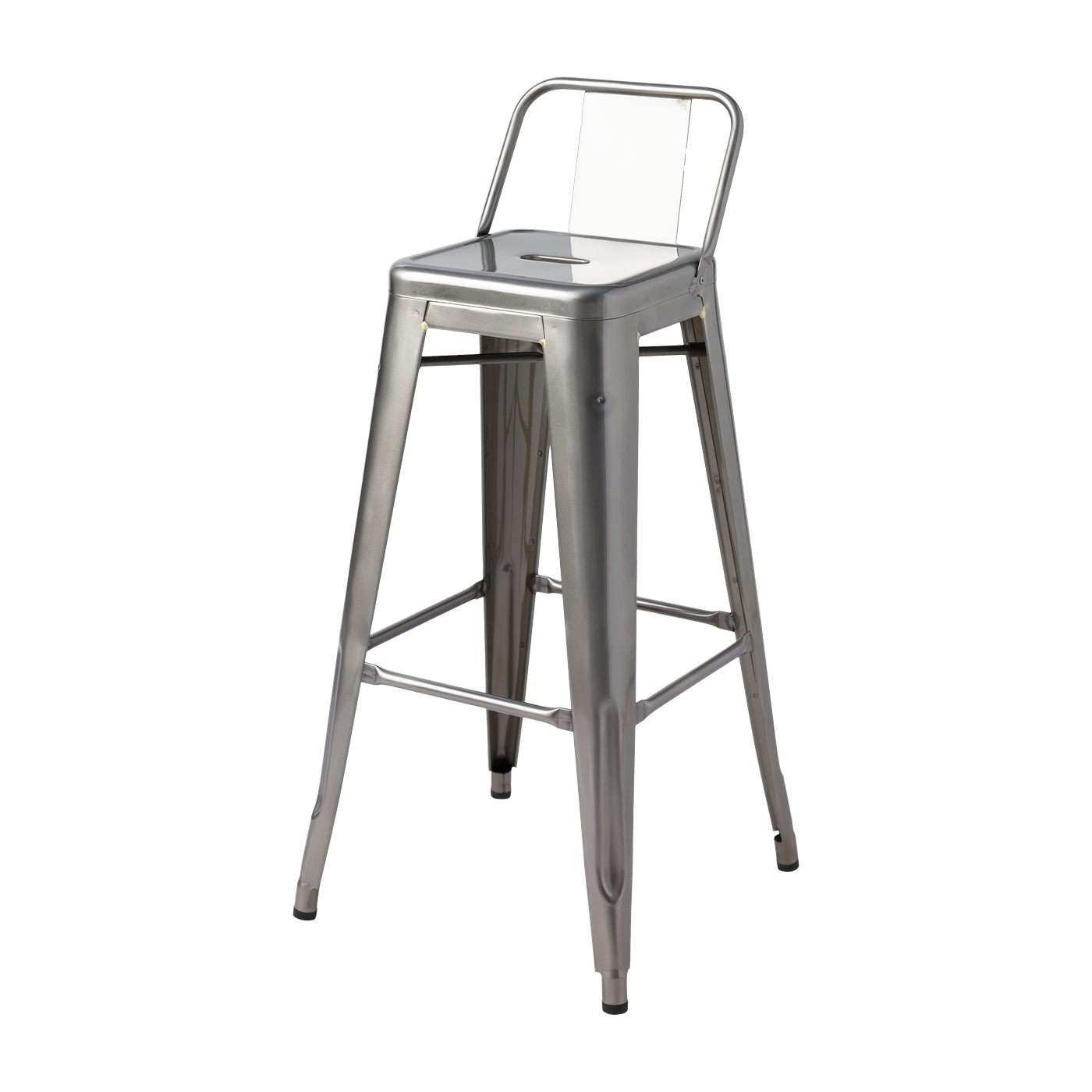 Chaise de bar en acier brut vernis 75cm HPD65 - Tolix