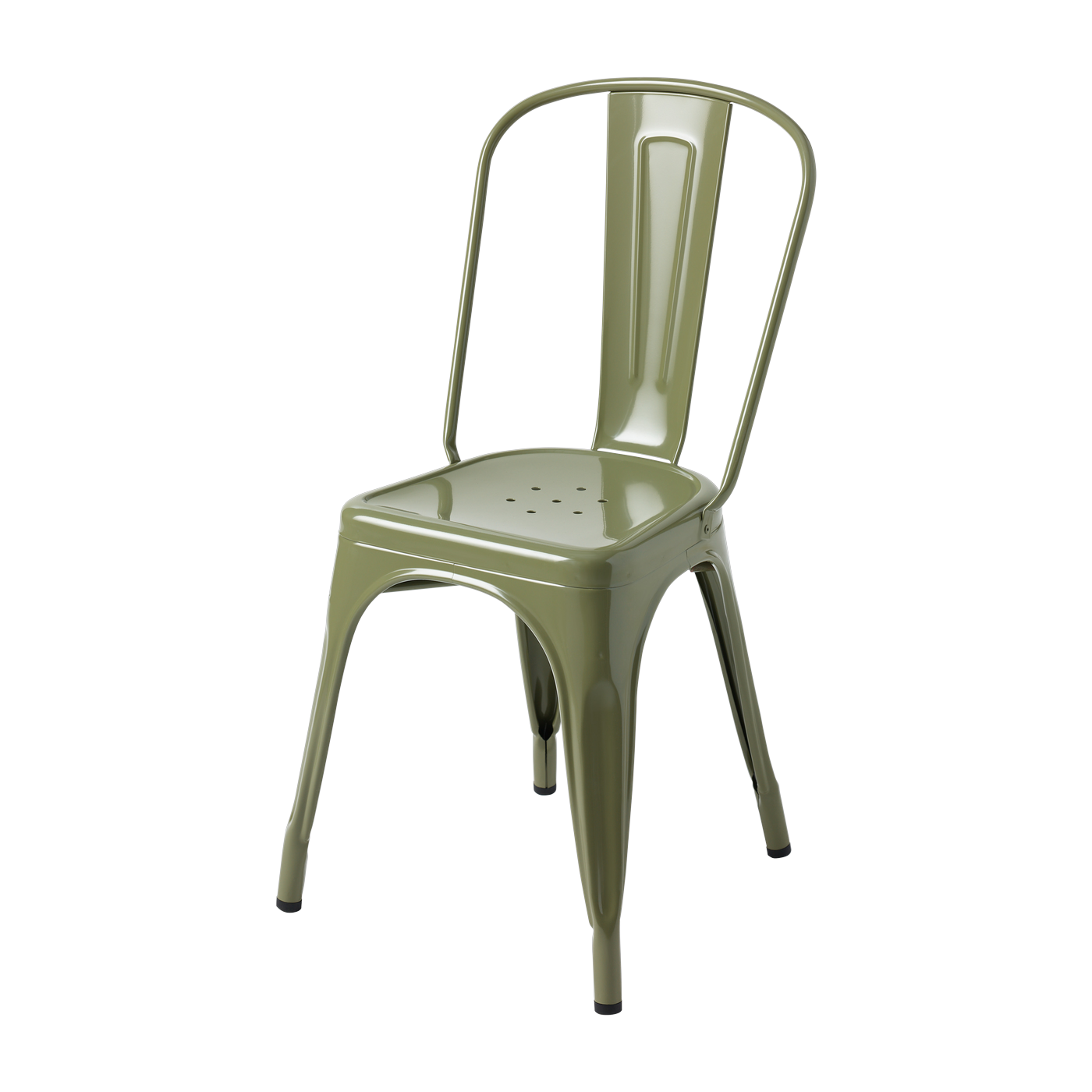Chaise en acier vert jonc A - Tolix