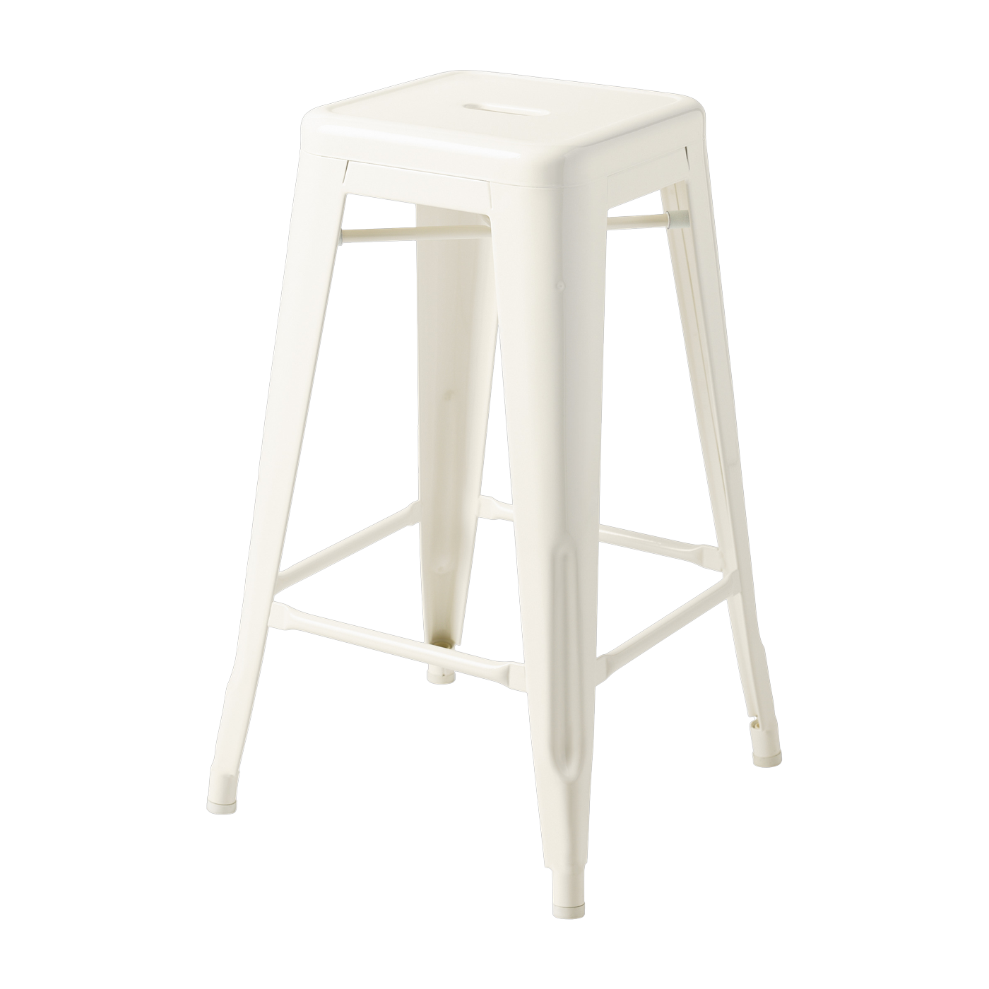 Tabouret de bar de jardin en acier blanc perlé 65cm H65 - Tolix