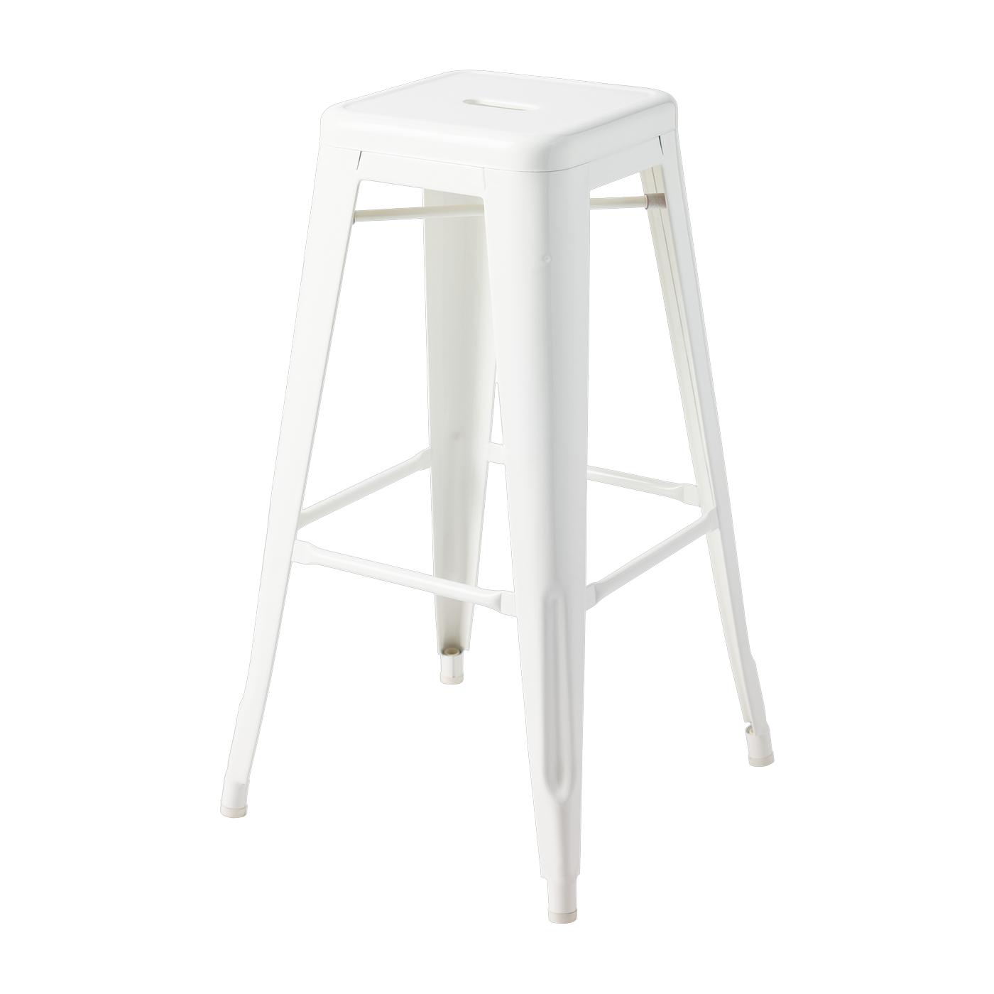 Tabouret de bar de jardin en acier blanc pur 75cm H75 - Tolix