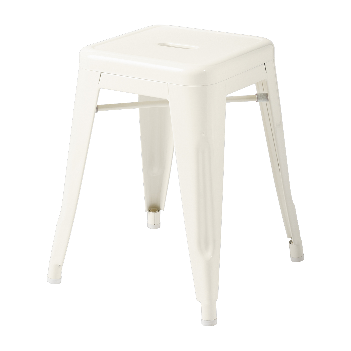 Tabouret de jardin en acier blanc perlé 45cm H45 - Tolix