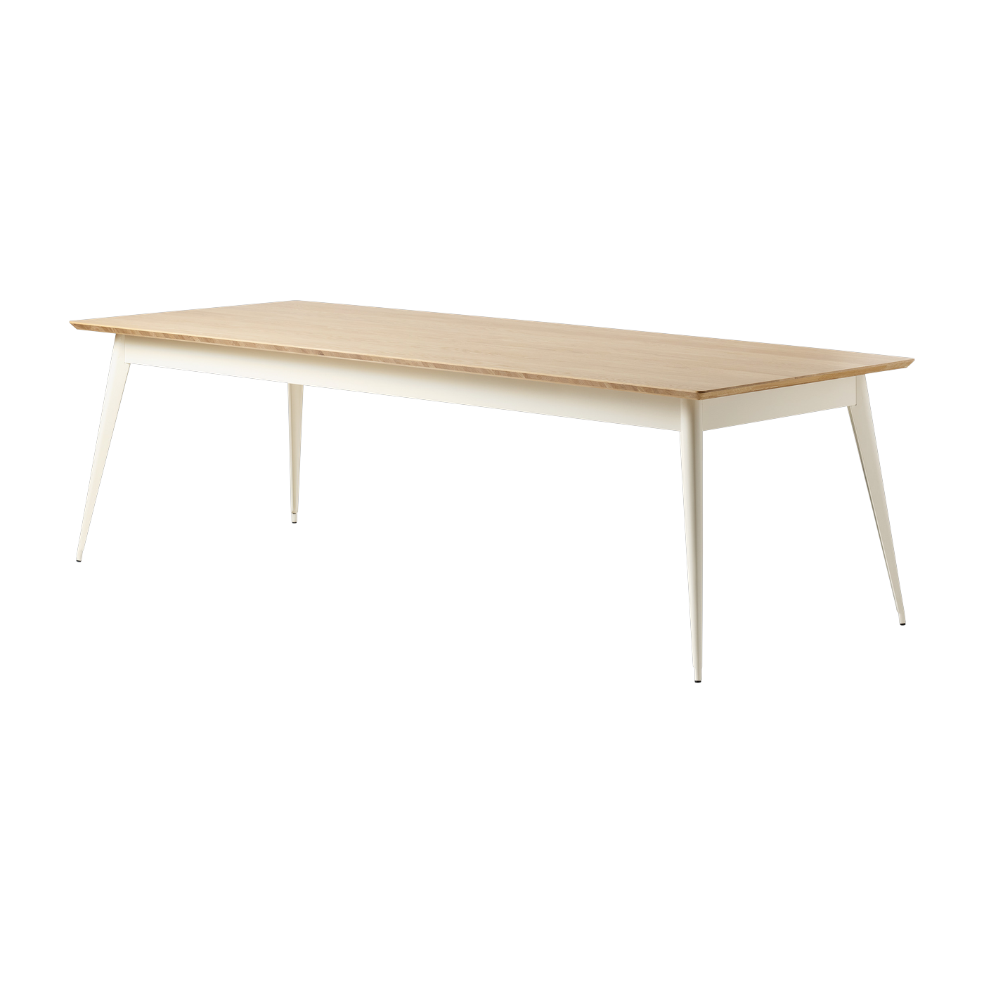 Rectangular table in oak and white pearl steel 240x100cm 55 - - in France Tolix