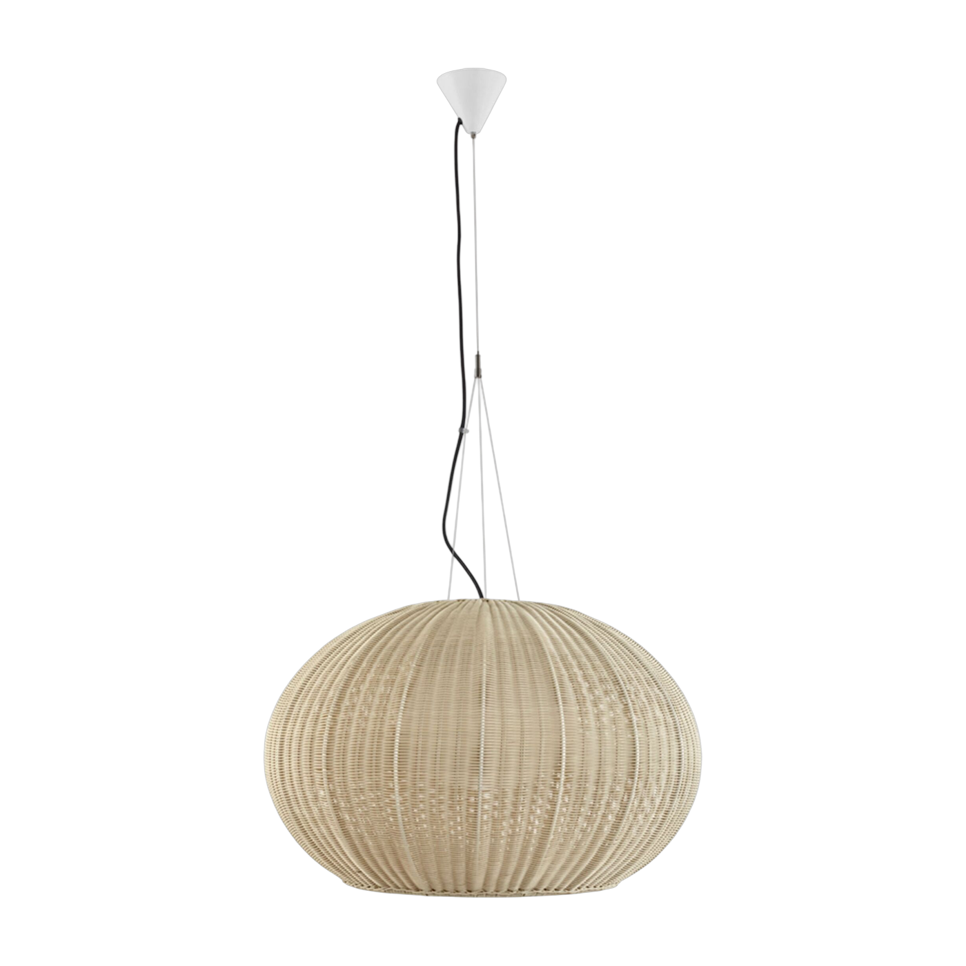 Suspension de jardin led dimmable en aluminium blanc et abat-jour ivoire 72cm Garota S/02 - Bover