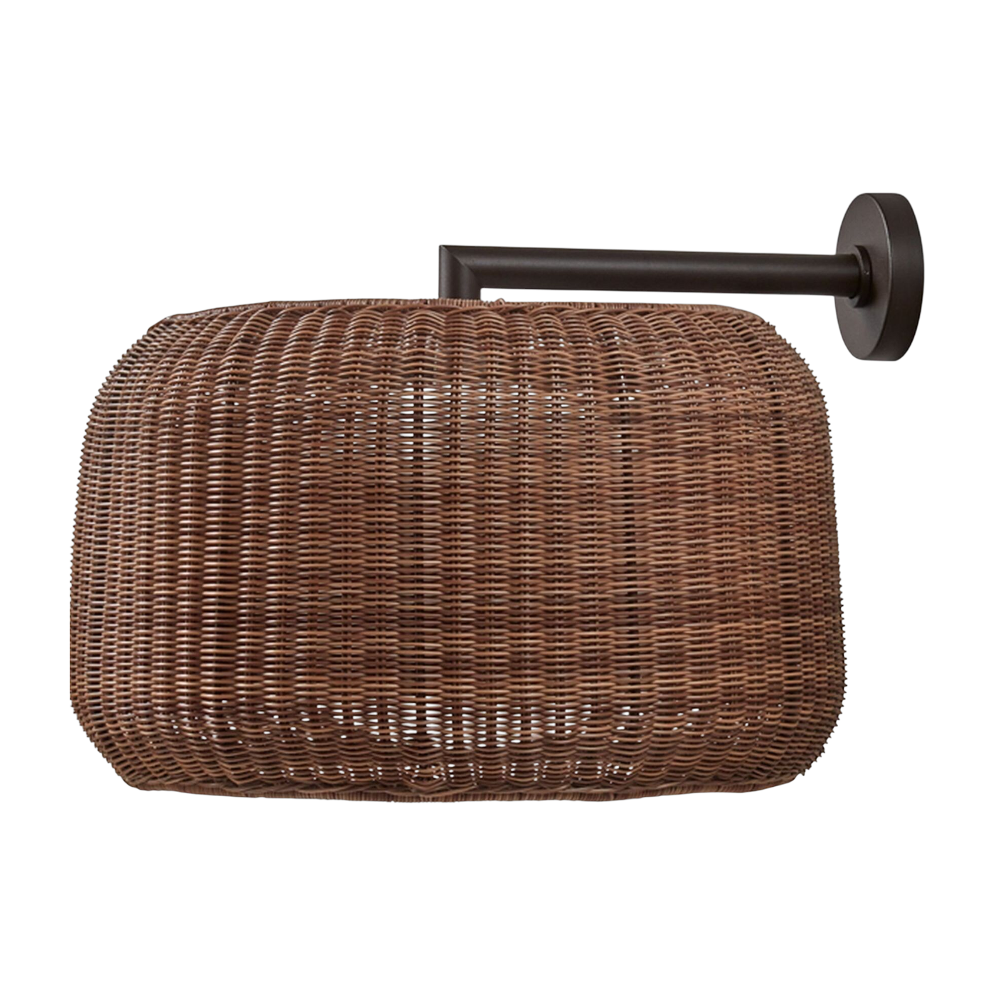 Dimmable triac garden wall light in graphite aluminum and rotin brown 50cm Fora - Bover