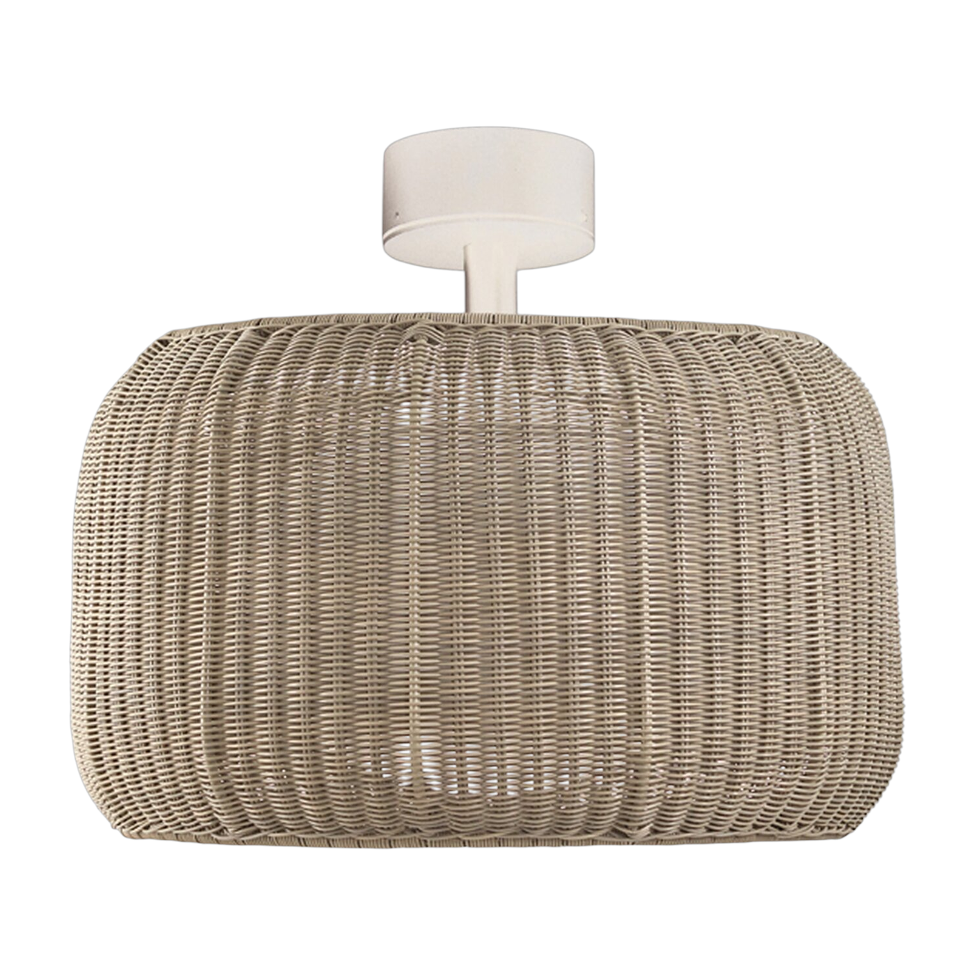Plafonnier led dimmable triac en aluminium blanc et abat-jour beige clair 50x43cm Fora - Bover