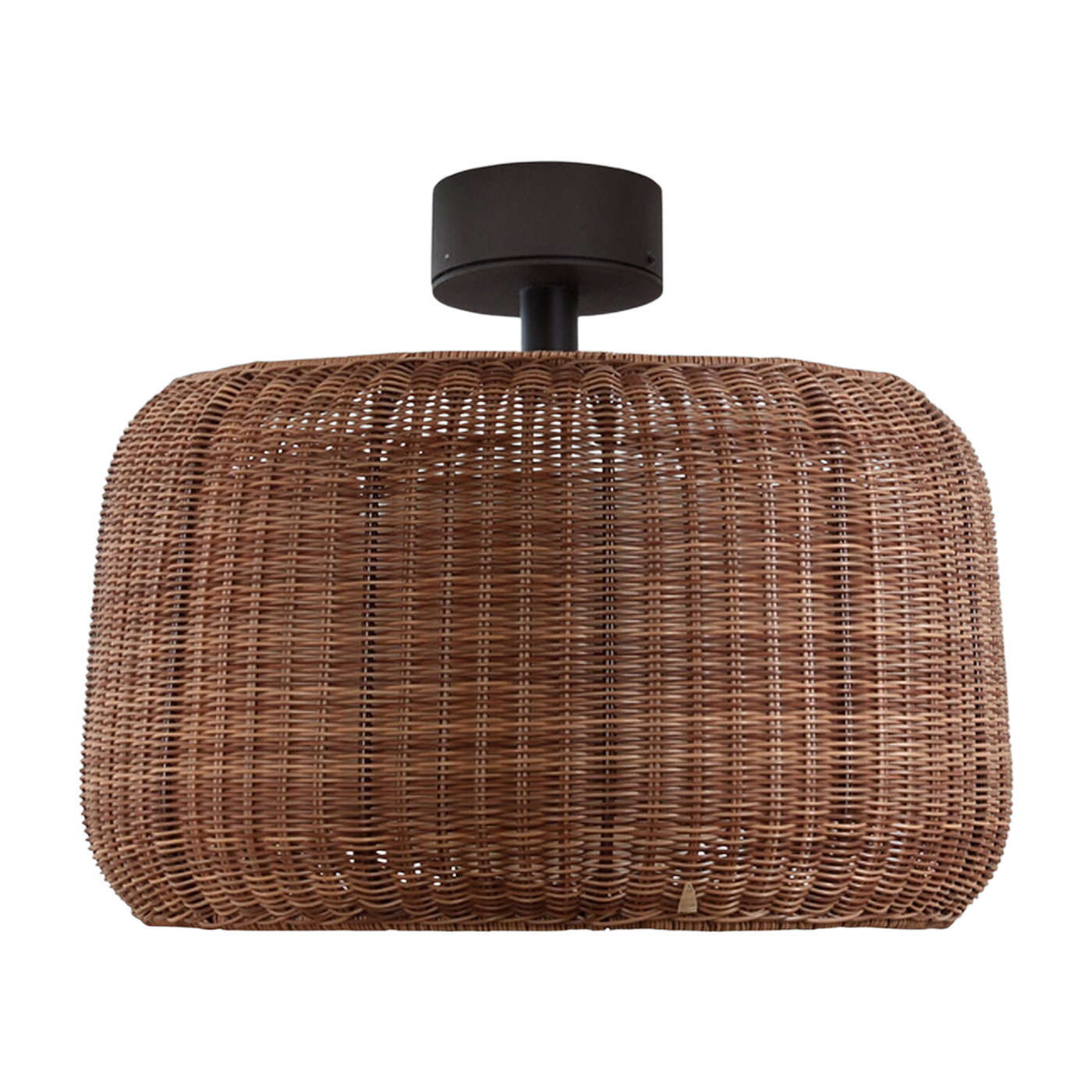 Plafonnier led dimmable triac en aluminium et abat-jour marron rotin 50x43cm Fora - Bover