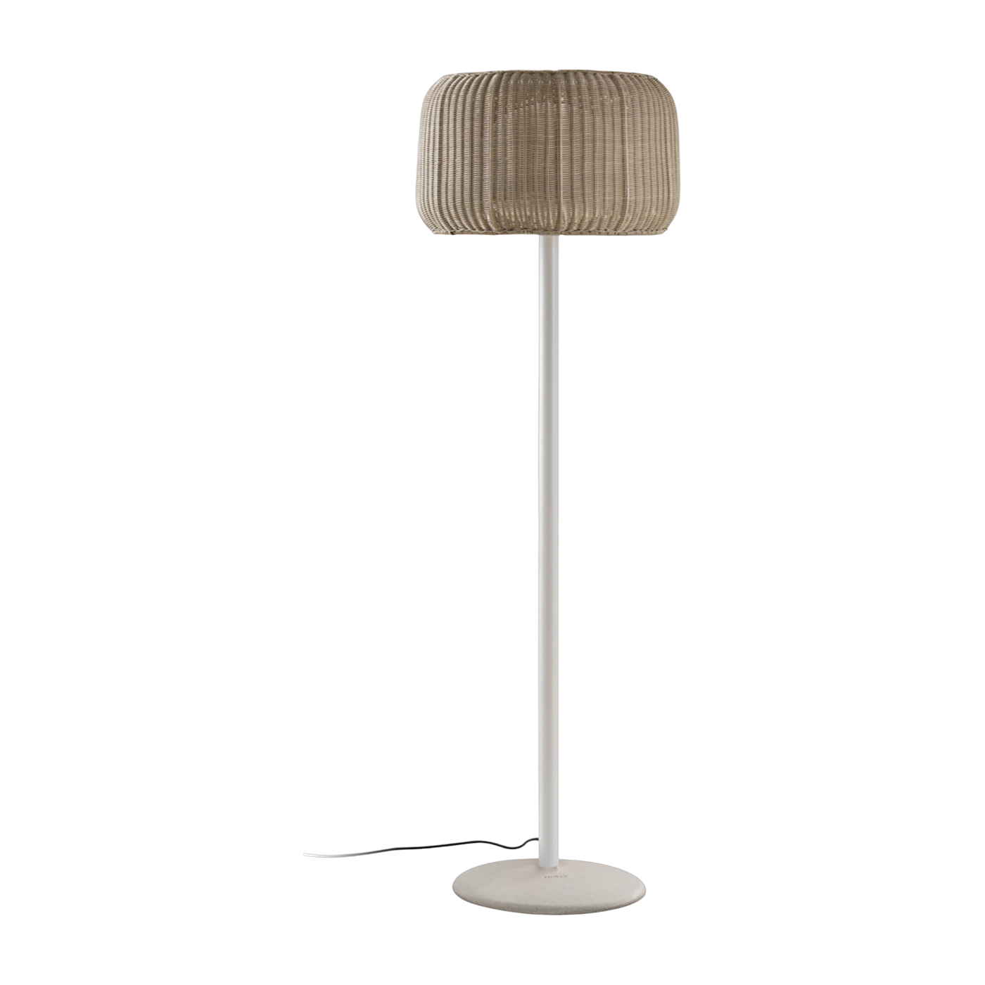 Lampadaire non dimmable base en béton, structure blanche et abat-jour beige clair 165cm Fora - Bover
