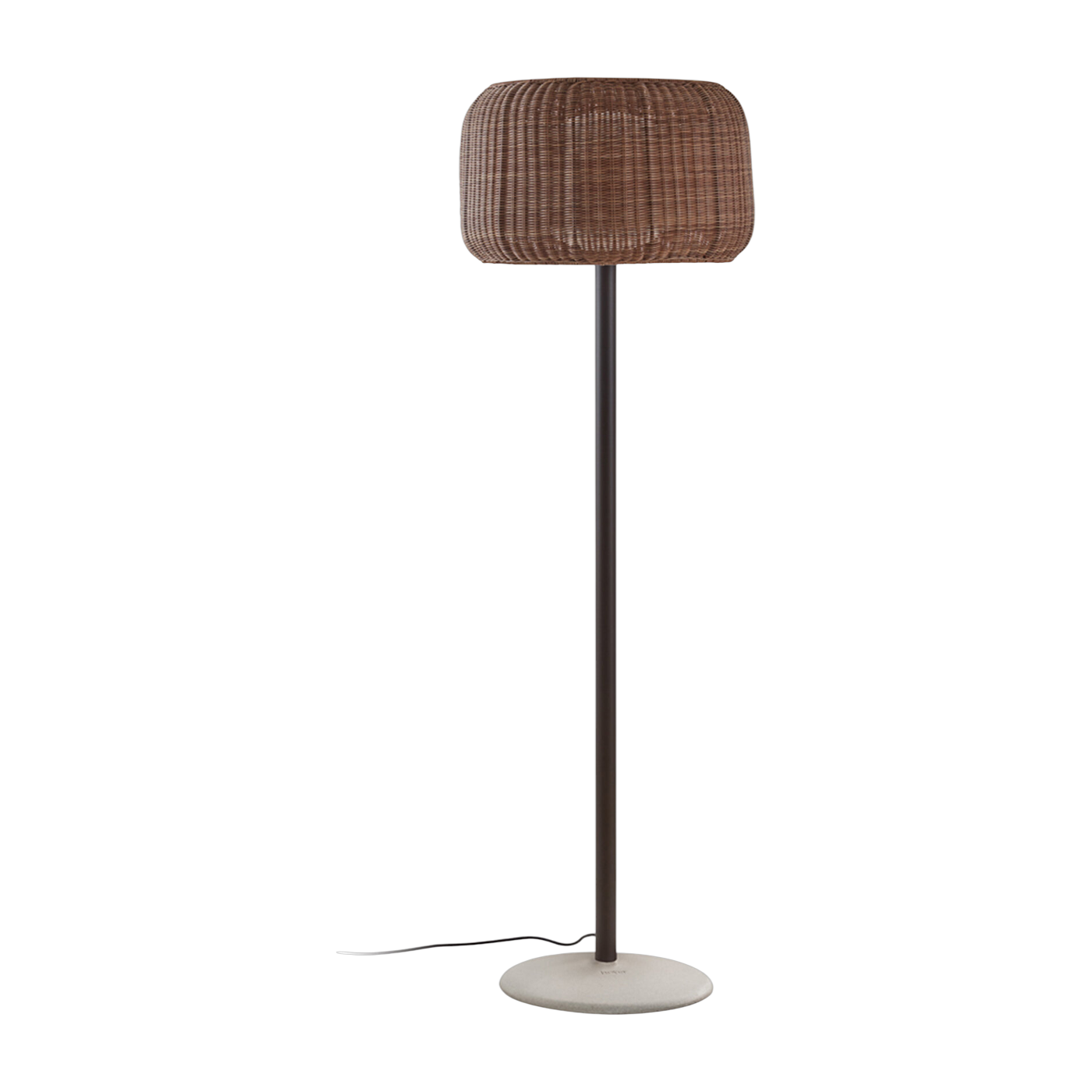Lampadaire non dimmable base en béton, structure graphite et abat-jour marron 165cm Fora - Bover