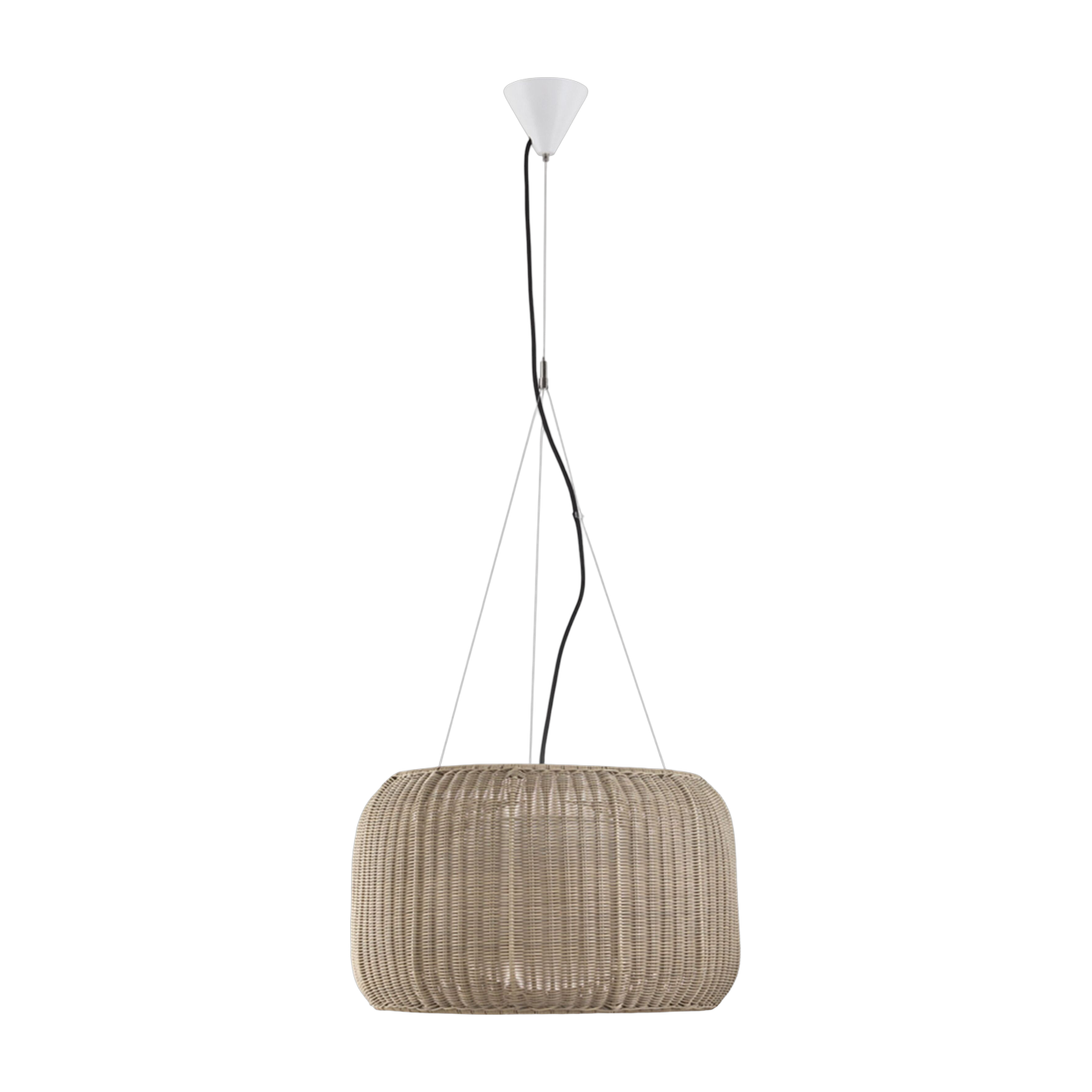 Suspension en aluminium blanc et abat-jour beige clair 50x237cm Fora - Bover