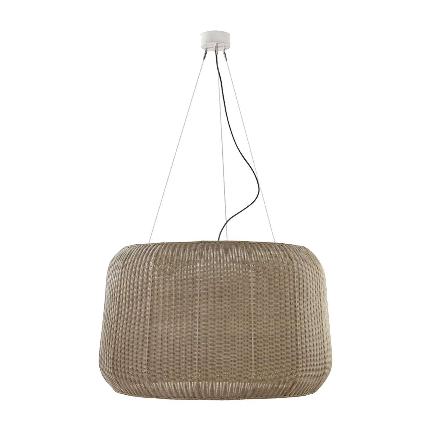 Suspension led dimmable triac en aluminium blanc et abat-jour beige clair 90x250cm Fora - Bover