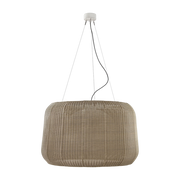 White aluminum triac dimmable led pendant with light beige shade 90x250cm Fora - Bover