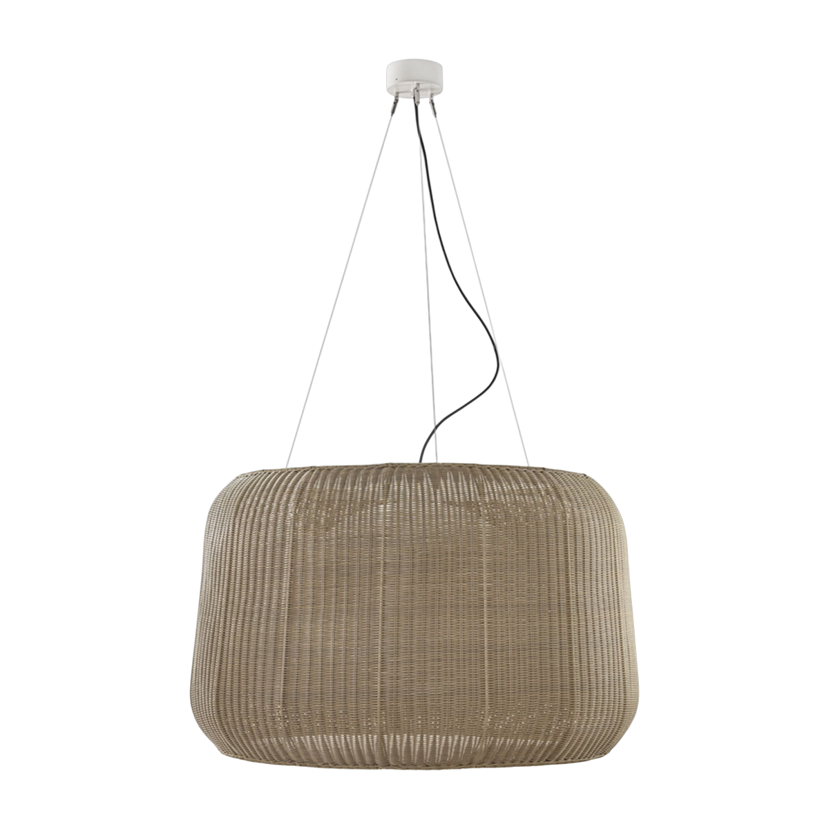 White aluminum suspension lamp with light beige shade 90x250cm Fora - Bover